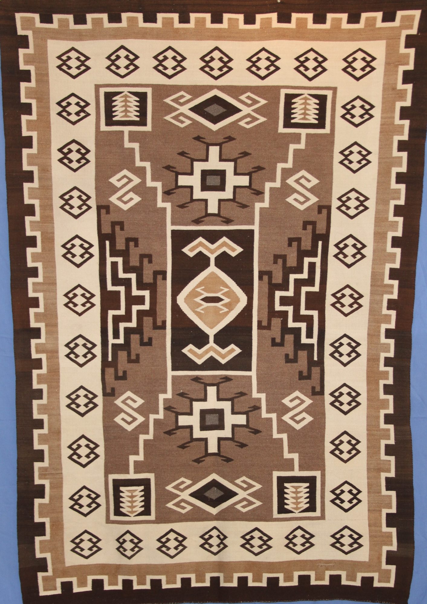 WOOL NAVAJO TWO GREY HILLS RUG, BESSIE MANY GOATS 2